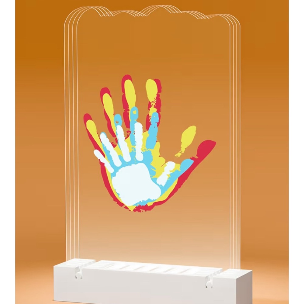 Handprint Acrylic Art led display Family DIY Craft Keepsake 4 slides
